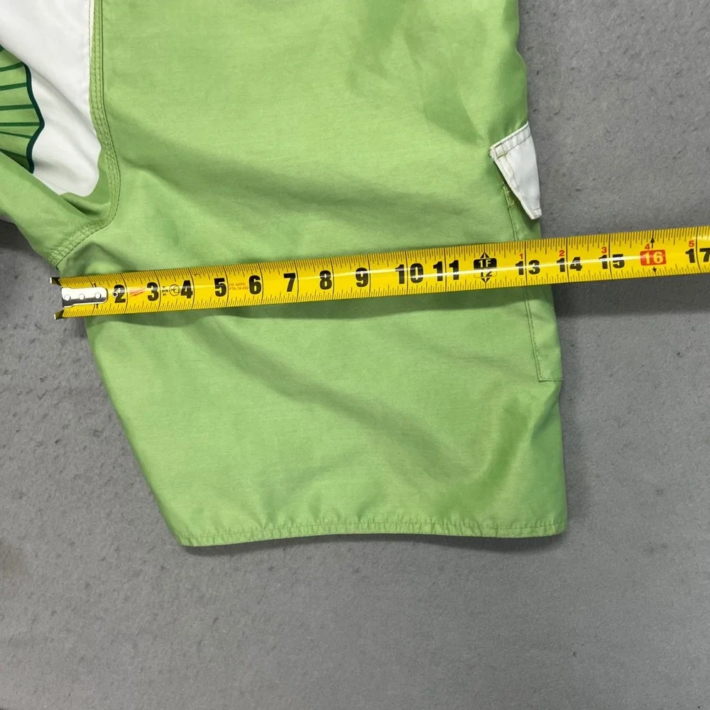 Vintage Y2K Body Glove Mens Board Shorts Green White Embroidered Swim Trunks 40‎